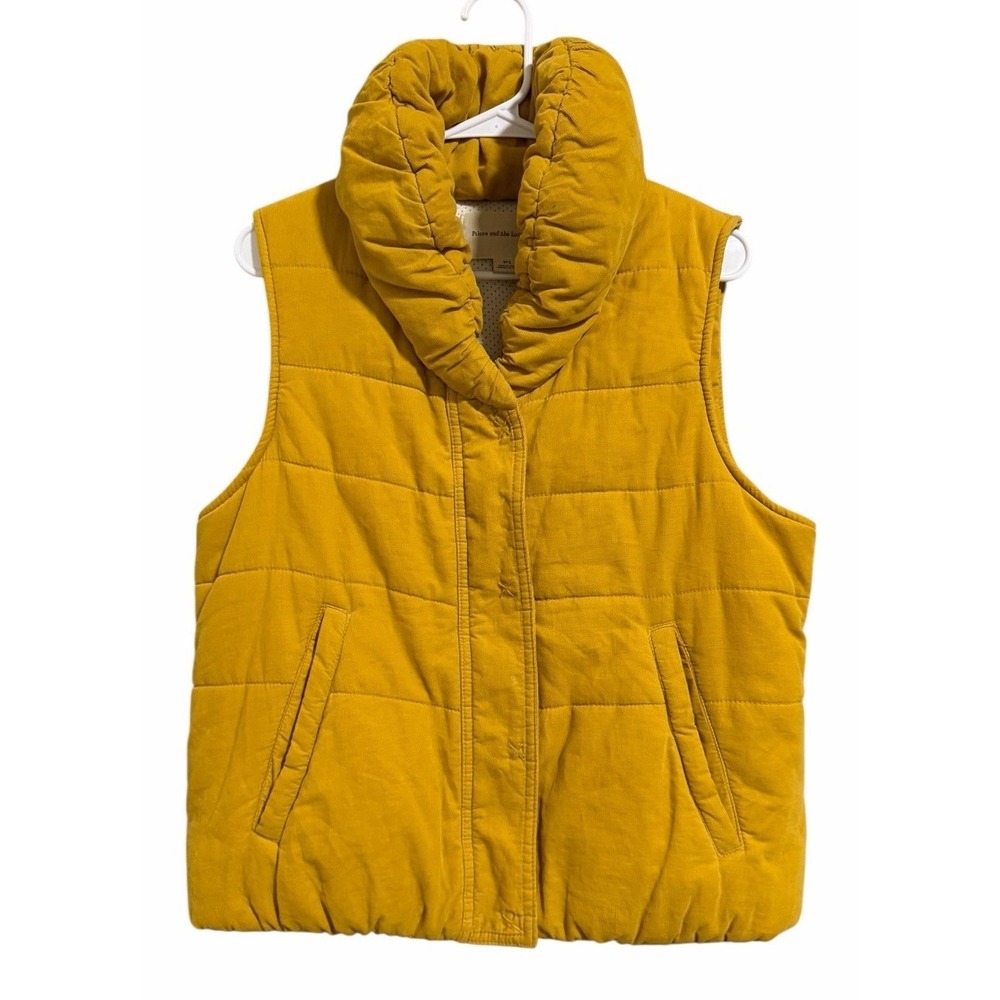 Pilcro and the Letterpress Corduroy Puffer Vest Mustard Yellow Women's Large